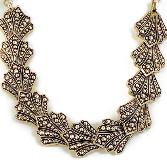 Germany Jewelry - Necklace Germany Eloxal Faux Marcasite Goldtone